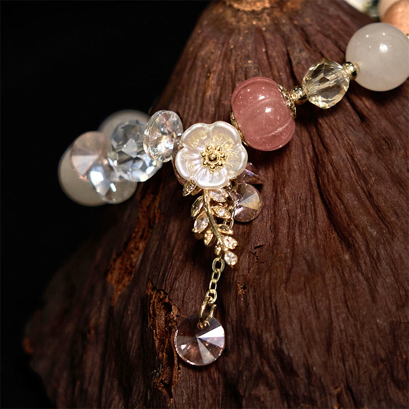 Pulsera curativa de amatista, cristal azul y piedra solar con aventurina verde.