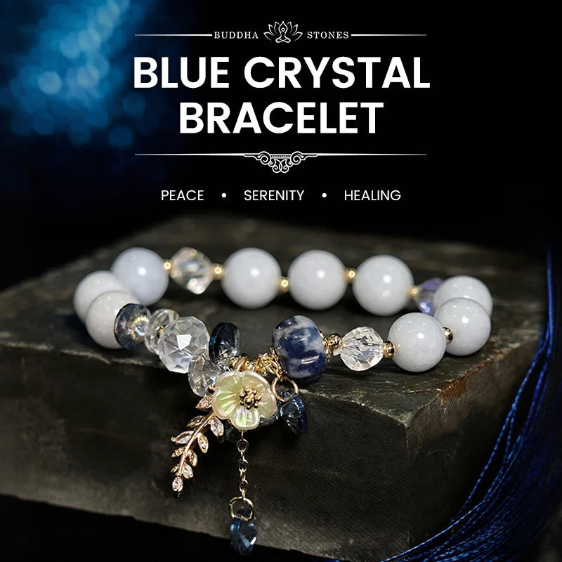 Buddha Stones Blauer Kristall Amethyst Sonnenstein Grüner Aventurin Heilarmband