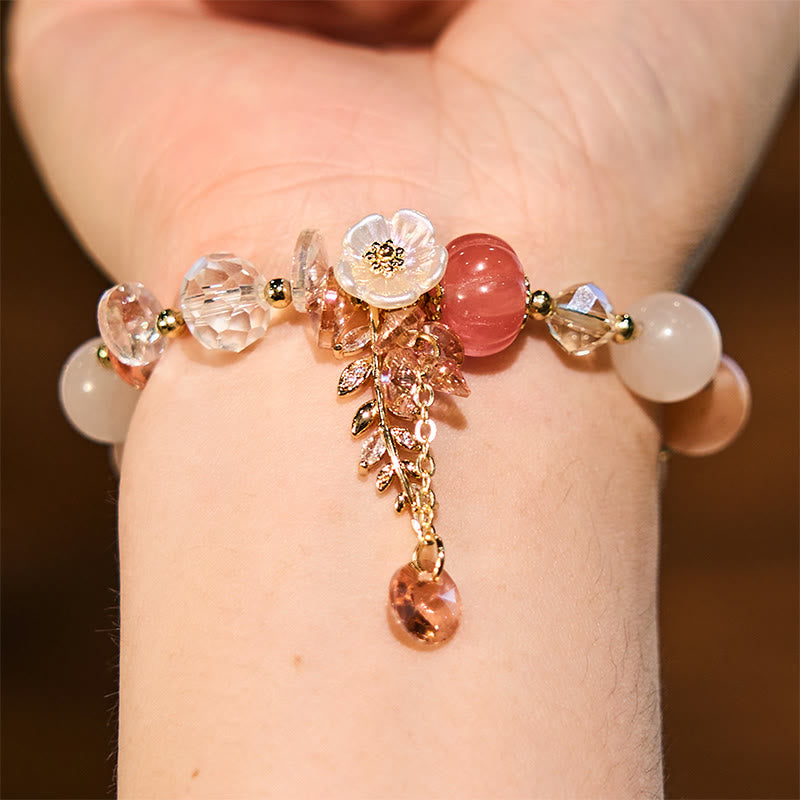 Pulsera curativa de amatista, cristal azul y piedra solar con aventurina verde.