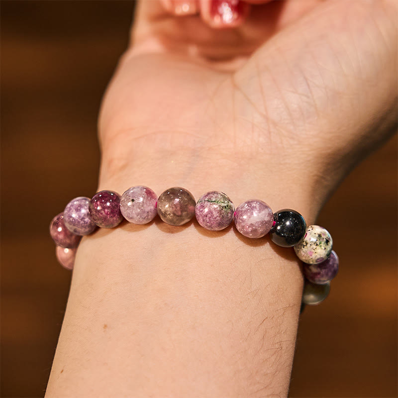 Pulsera positiva de turmalina arcoíris con piedra de Buda