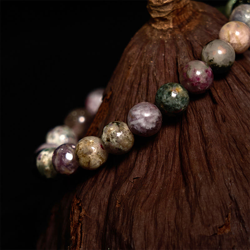 Pulsera positiva de turmalina arcoíris con piedra de Buda