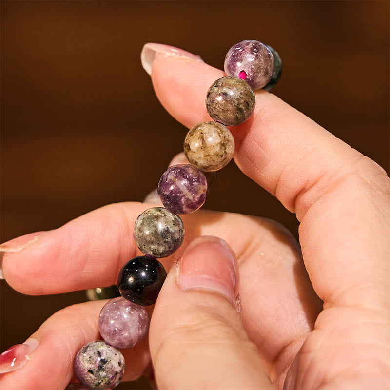 Pulsera positiva de turmalina arcoíris con piedra de Buda