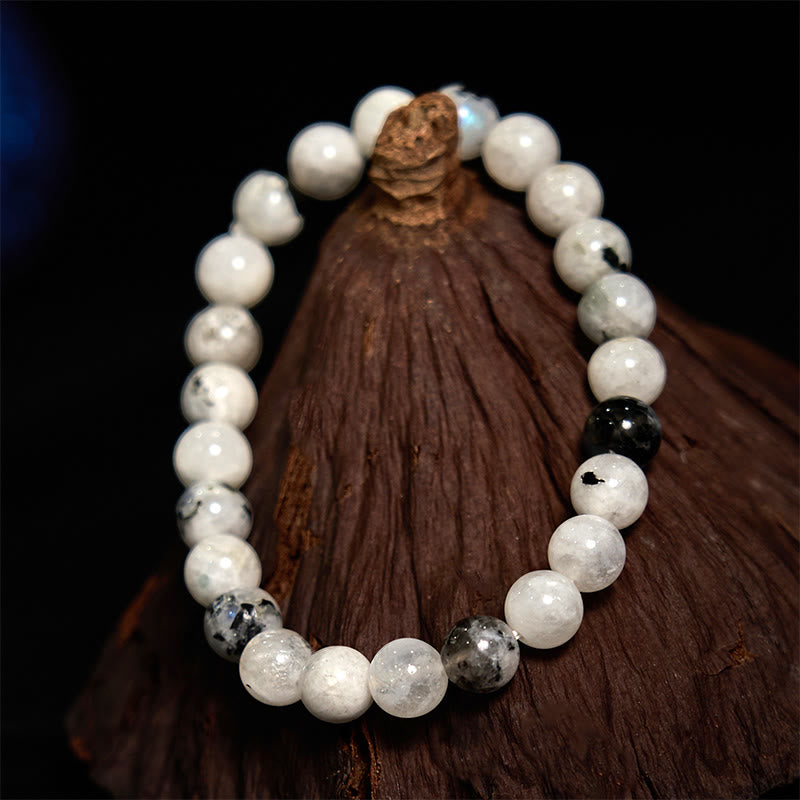 Pulsera de armonía de piedra lunar arcoíris y piedra de Buda