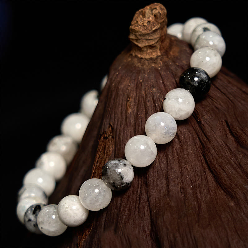 Pulsera de armonía de piedra lunar arcoíris y piedra de Buda
