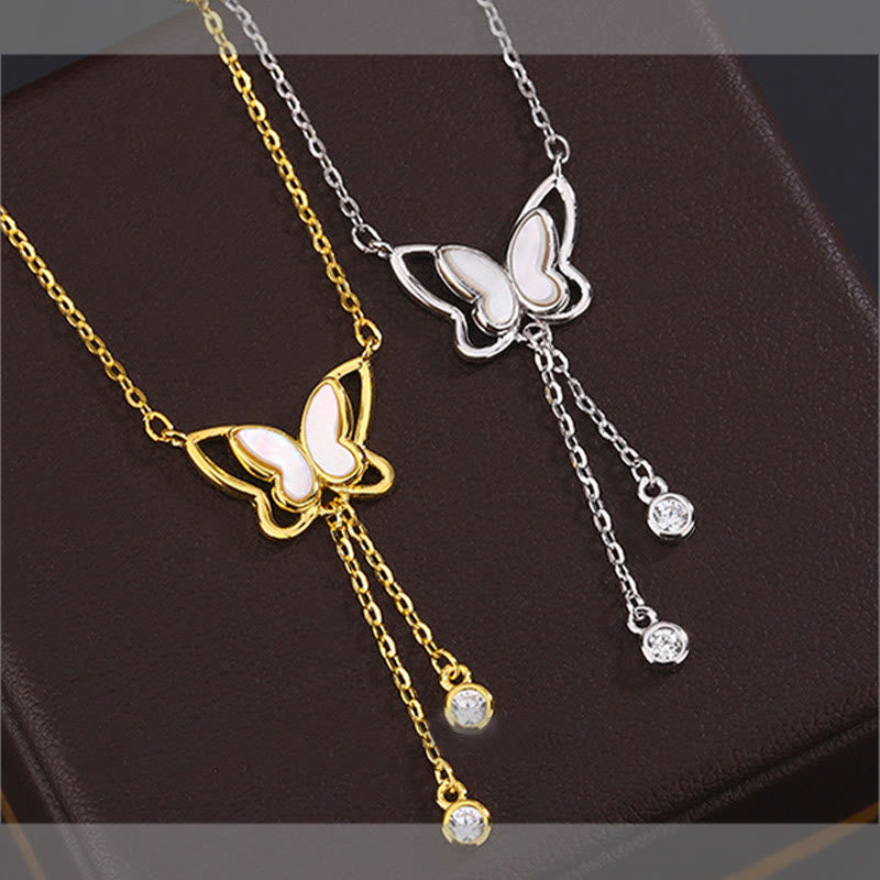Collar con colgante de mariposa y piedra Tridacna de plata de ley 999 con piedras de Buda