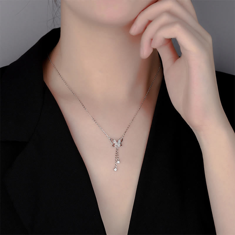 Collar con colgante de mariposa y piedra Tridacna de plata de ley 999 con piedras de Buda