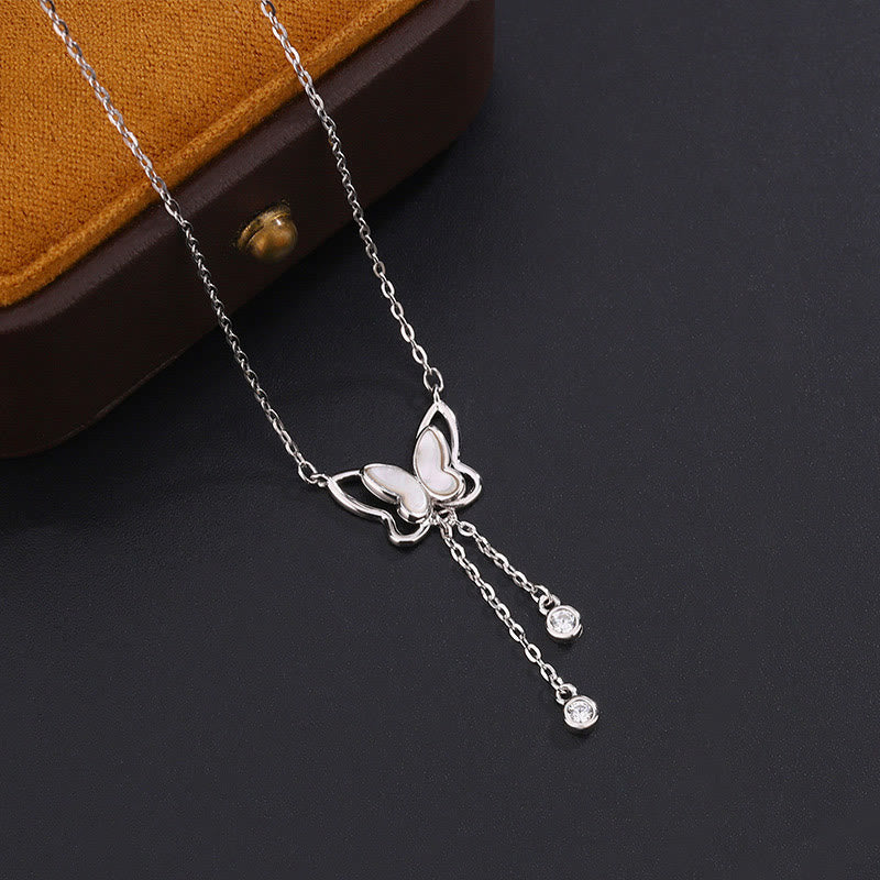Collar con colgante de mariposa y piedra Tridacna de plata de ley 999 con piedras de Buda