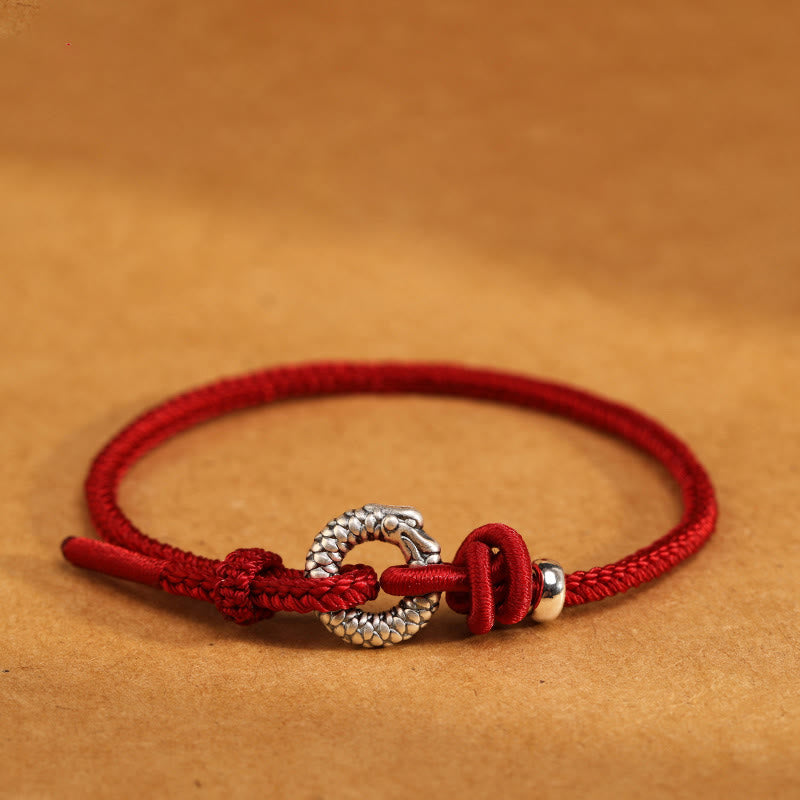 Pulsera de la suerte con hebilla de la paz del Año del Dragón en plata de ley 999 con piedras de Buda
