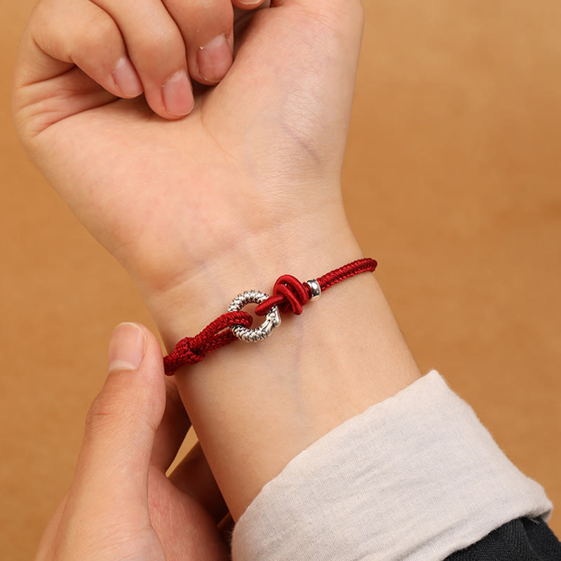 Pulsera de la suerte con hebilla de la paz del Año del Dragón en plata de ley 999 con piedras de Buda