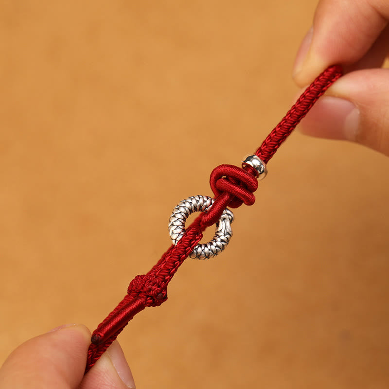 Pulsera de la suerte con hebilla de la paz del Año del Dragón en plata de ley 999 con piedras de Buda