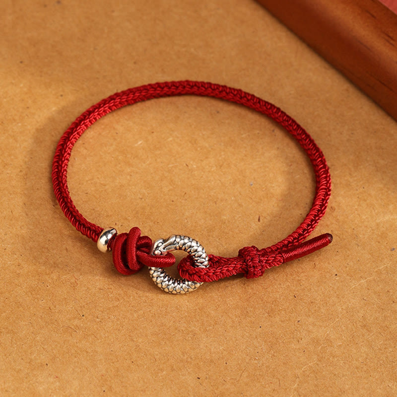 Pulsera de la suerte con hebilla de la paz del Año del Dragón en plata de ley 999 con piedras de Buda