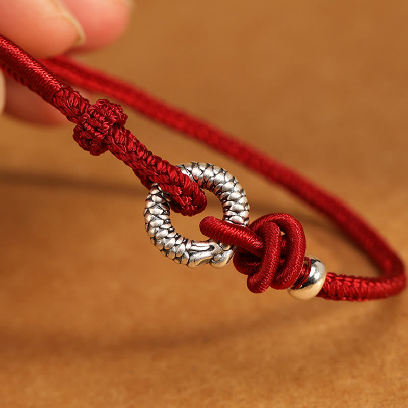 Pulsera de la suerte con hebilla de la paz del Año del Dragón en plata de ley 999 con piedras de Buda