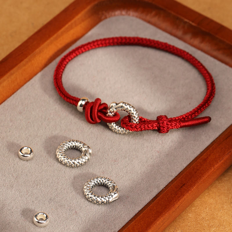 Pulsera de la suerte con hebilla de la paz del Año del Dragón en plata de ley 999 con piedras de Buda
