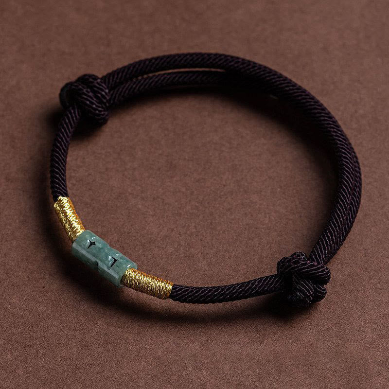 Pulsera de cuerda de jade con piedras de Buda y suerte