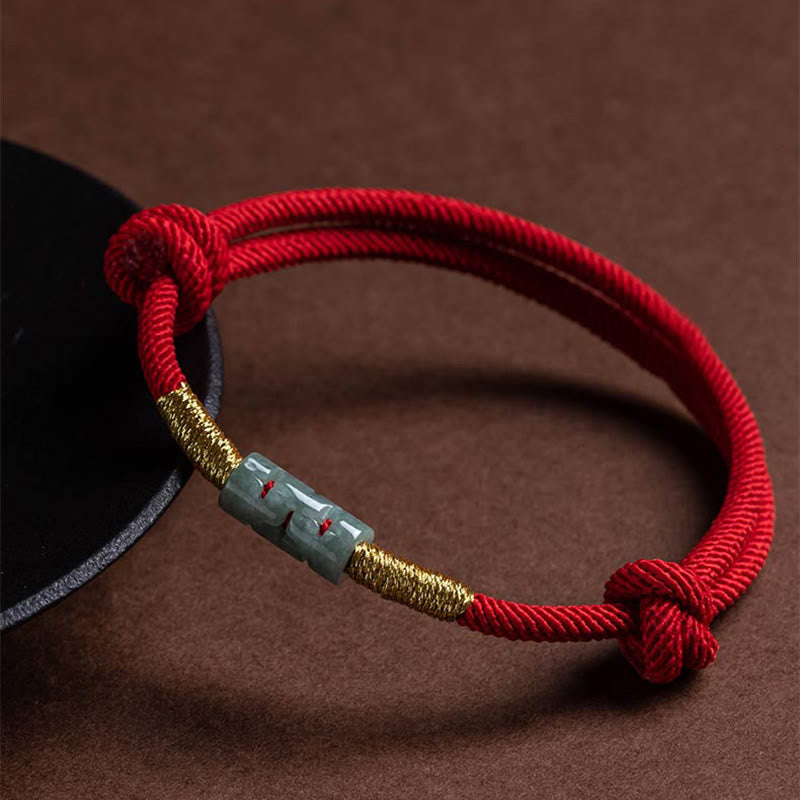 Pulsera de cuerda de jade con piedras de Buda y suerte