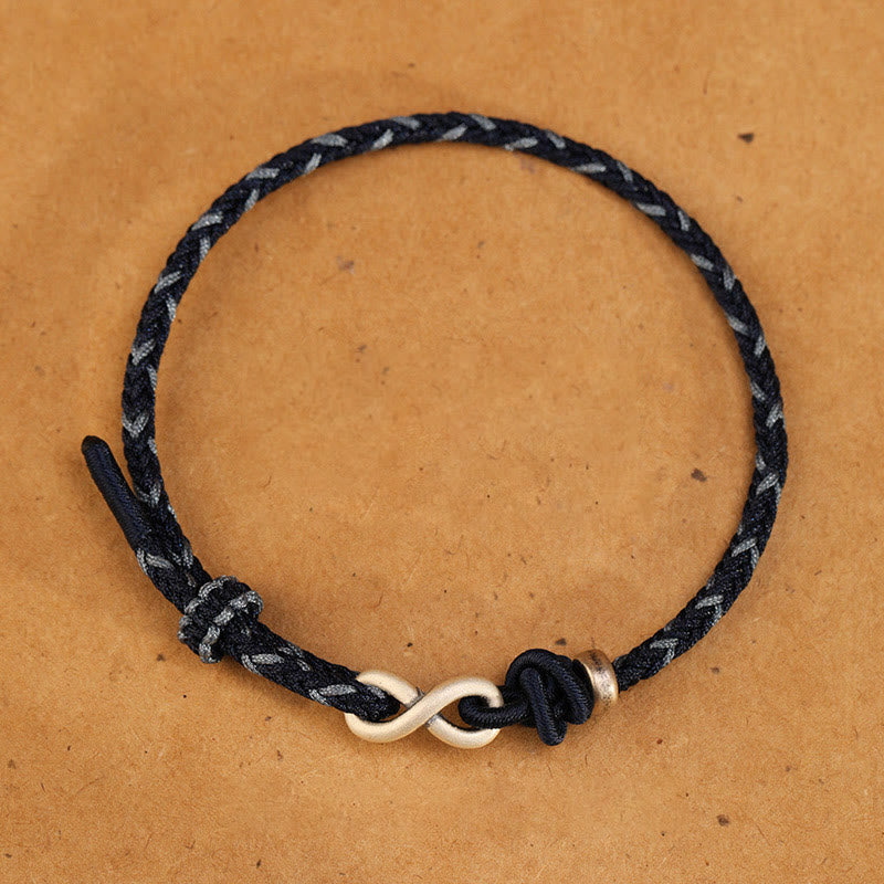 Buddha Stones Handgefertigtes 999 Sterling Silber Endlosknoten Unendlichkeitssymbol Glücksseil Armband