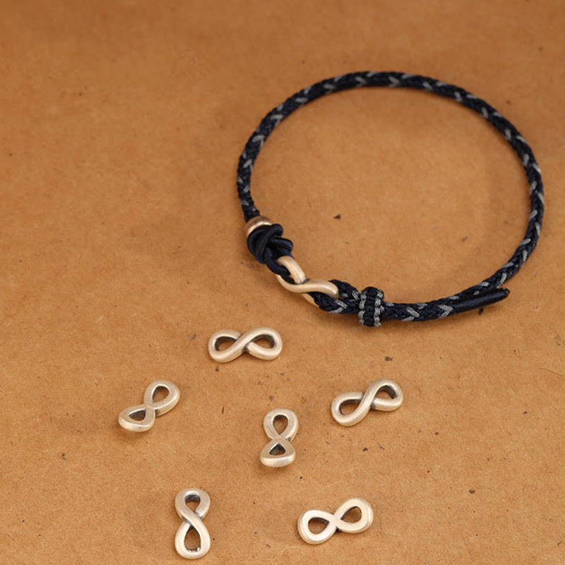 Buddha Stones Handgefertigtes 999 Sterling Silber Endlosknoten Unendlichkeitssymbol Glücksseil Armband