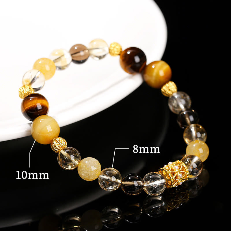 Pulsera de prosperidad con citrino natural y ojo de tigre de Buddha Stones