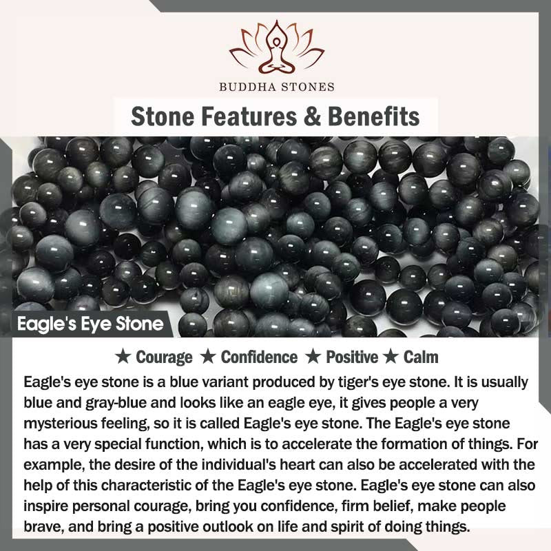 Pulsera de piedra ojo de águila natural de Buddha Stones para el coraje positivo