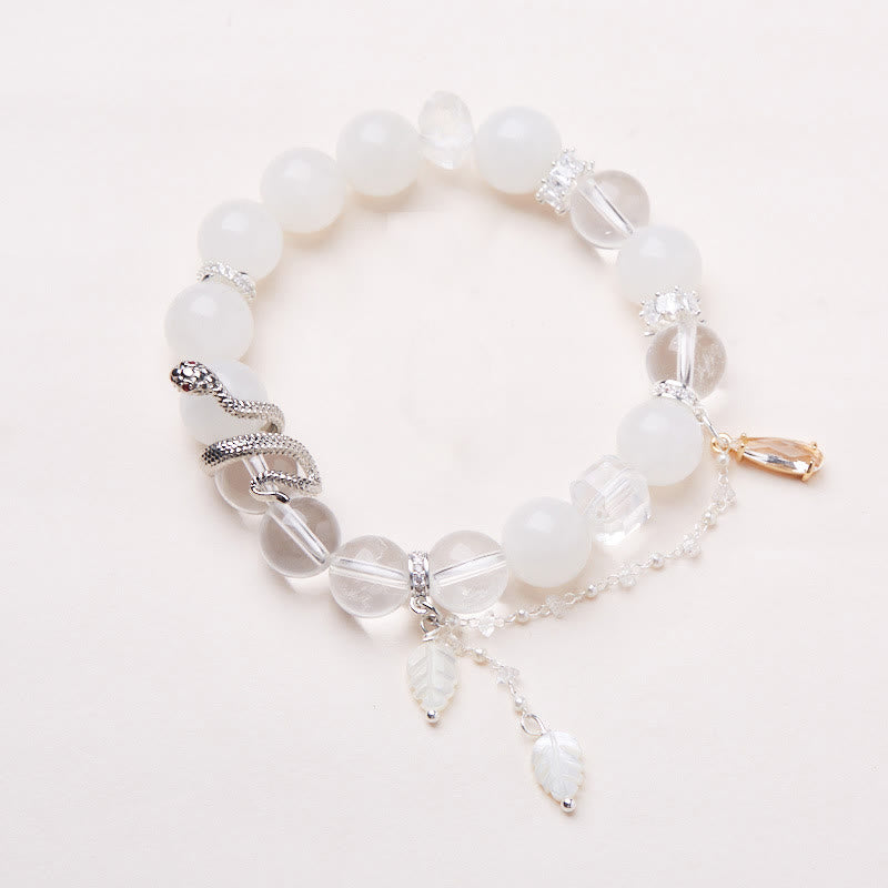 Pulsera de la suerte con cuentas de jade blanco y piedras de Buda