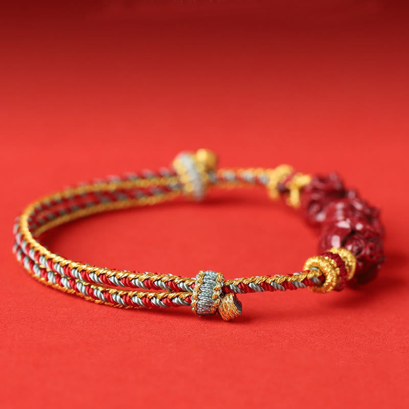 Buddha-Steine, handgefertigt, rote Schnur, Zinnober, chinesisches Sternzeichen, geflochtenes Segensarmband