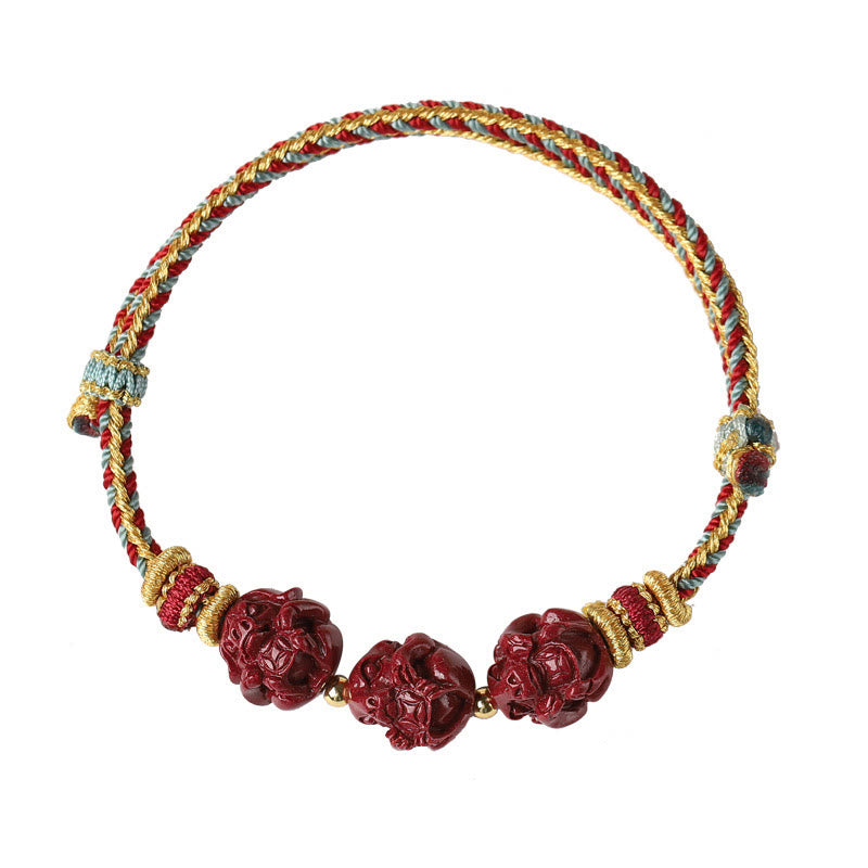 Buddha-Steine, handgefertigt, rote Schnur, Zinnober, chinesisches Sternzeichen, geflochtenes Segensarmband