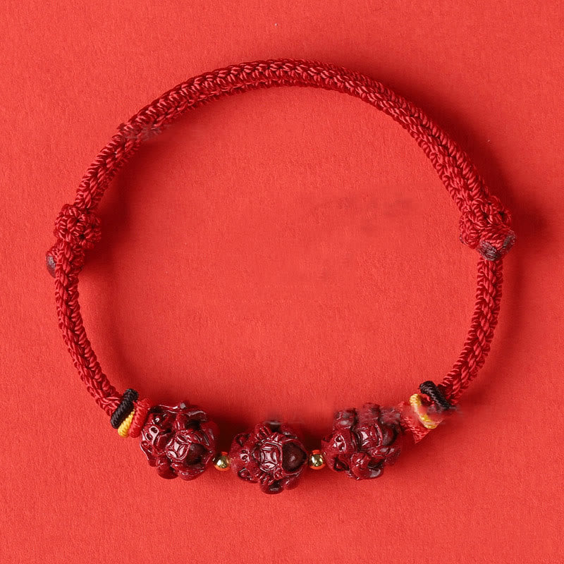 Buddha-Steine, handgefertigt, rote Schnur, Zinnober, chinesisches Sternzeichen, geflochtenes Segensarmband