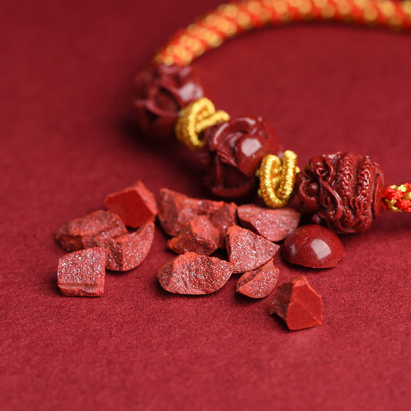 Buddha Stones Handgemachtes Zinnober-Armband mit chinesischem Sternzeichen, rote Schnur, geflochten, Glücksarmband
