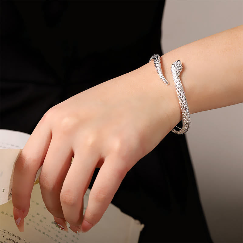Pulsera brazalete con piedras de Buda en plata de ley 999 con protección del Año de la Serpiente