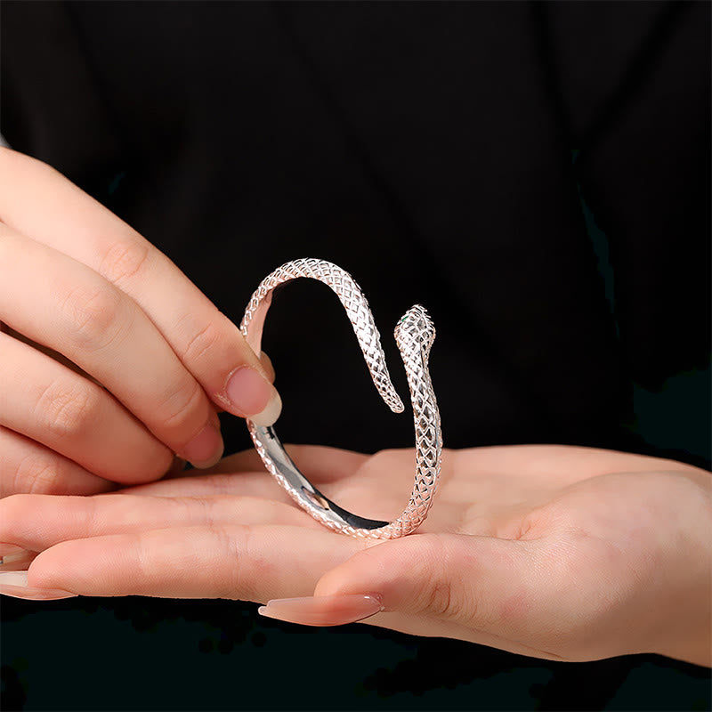 Pulsera brazalete con piedras de Buda en plata de ley 999 con protección del Año de la Serpiente