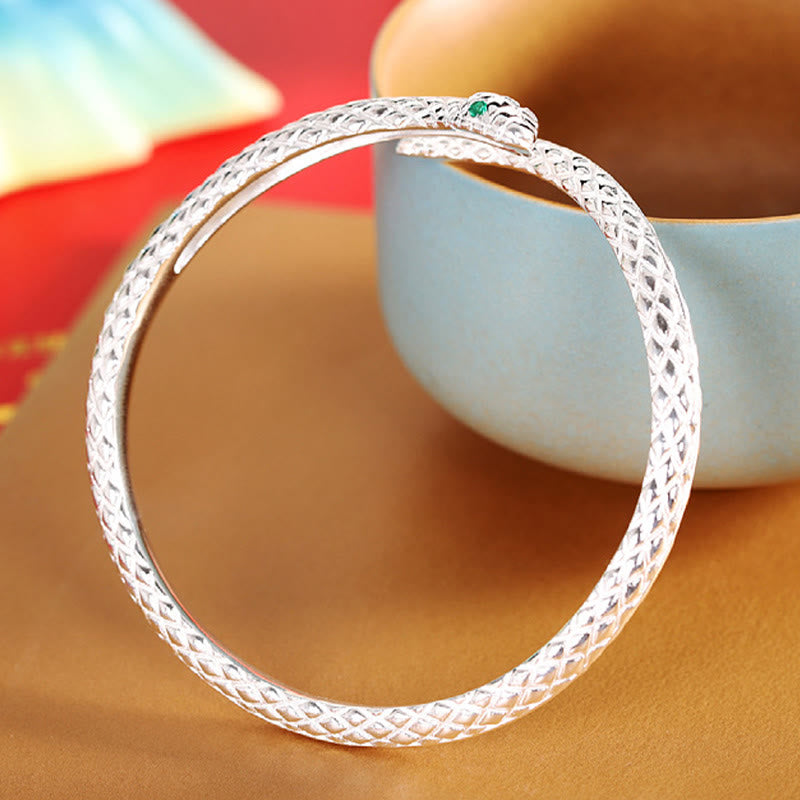 Pulsera brazalete con piedras de Buda en plata de ley 999 con protección del Año de la Serpiente