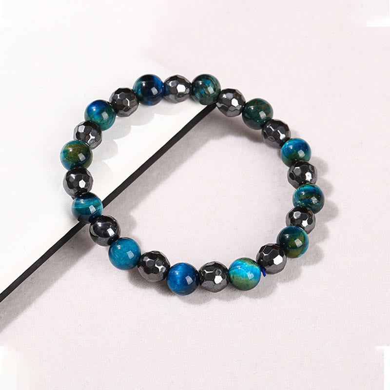 Buddha Stones 2er-Set mit Hämatit-Tigerauge, blauem Tigerauge, kraftvollem Armband