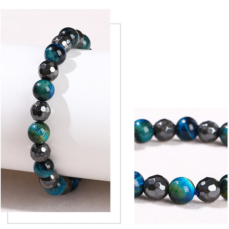 Buddha Stones 2er-Set mit Hämatit-Tigerauge, blauem Tigerauge, kraftvollem Armband