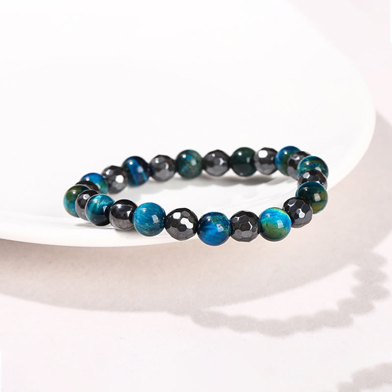 Buddha Stones 2er-Set mit Hämatit-Tigerauge, blauem Tigerauge, kraftvollem Armband