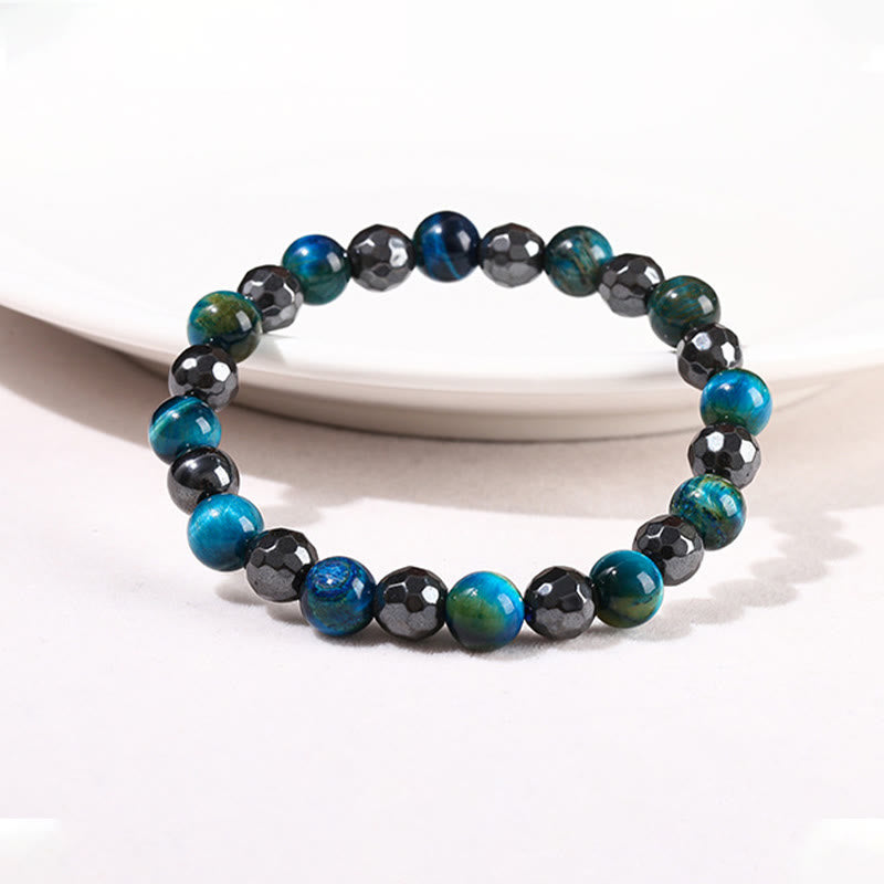 Buddha Stones 2er-Set mit Hämatit-Tigerauge, blauem Tigerauge, kraftvollem Armband