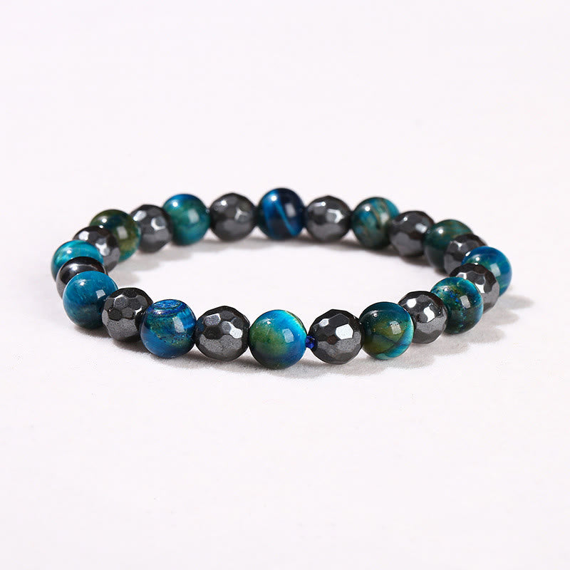 Buddha Stones 2er-Set mit Hämatit-Tigerauge, blauem Tigerauge, kraftvollem Armband