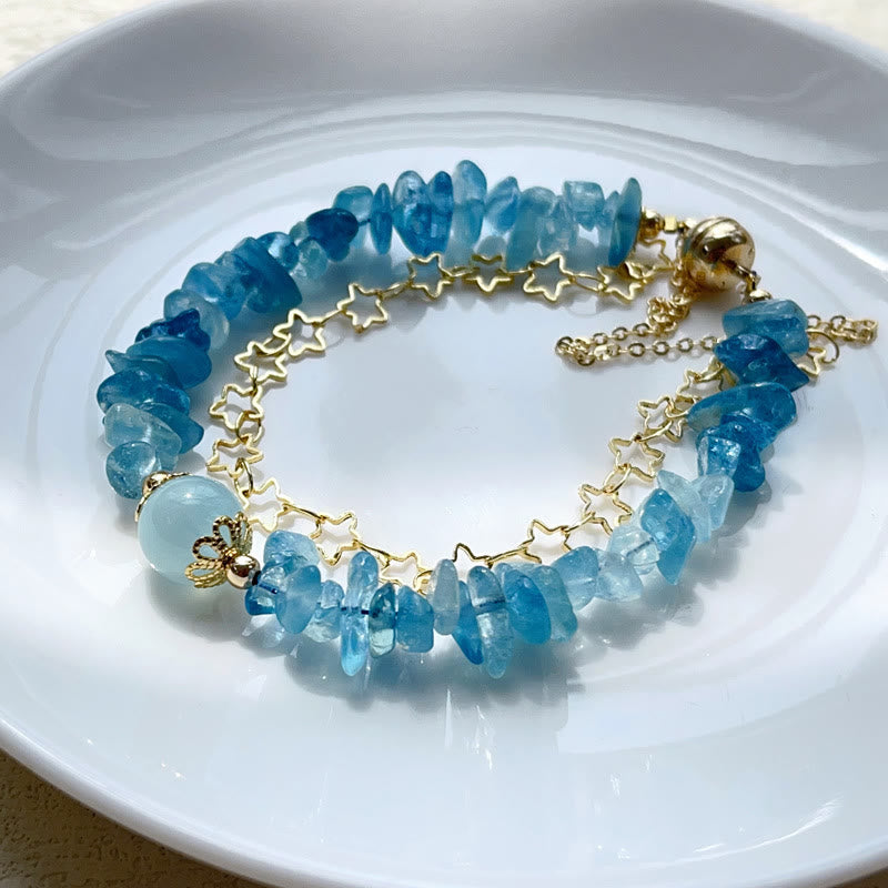 Buddha Stones Aquamarin Kies Design Stern Heilung Magnetschnalle Armband