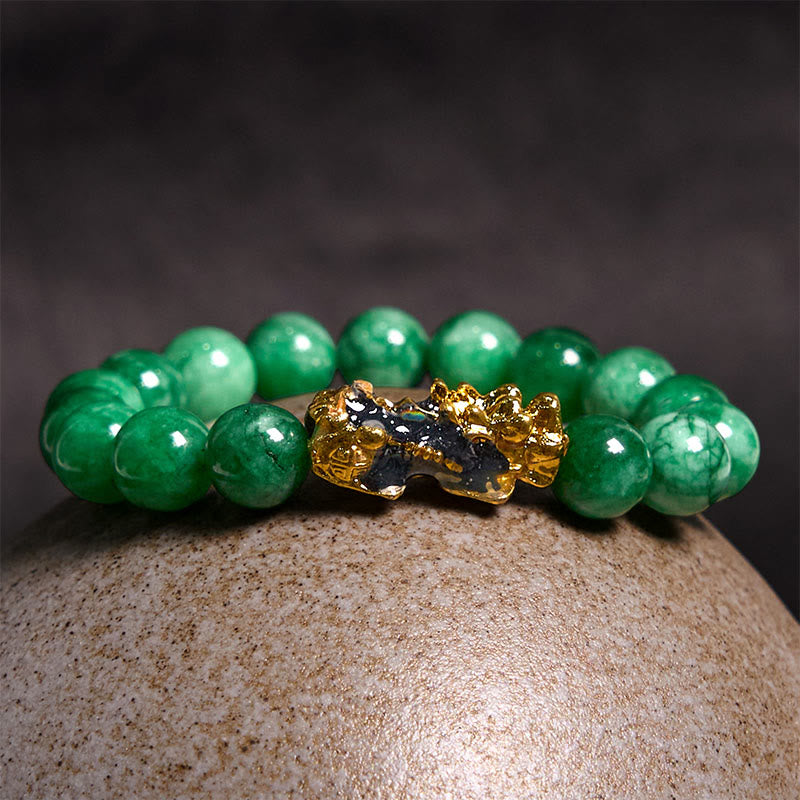Pulsera protectora de jade PiXiu FengShui con piedras de Buda