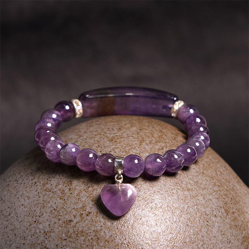 Buddha Stones Naturquarz Liebesherz Heilperlen Armband