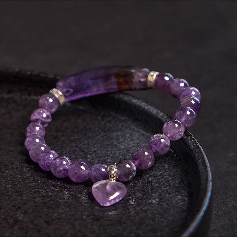 Buddha Stones Naturquarz Liebesherz Heilperlen Armband