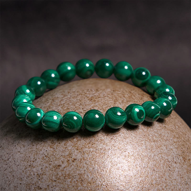 Pulsera de Malaquita Natural con Piedras de Buda para la Protección y la Calma