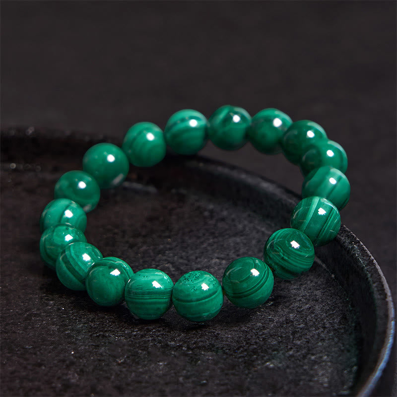 Pulsera de Malaquita Natural con Piedras de Buda para la Protección y la Calma