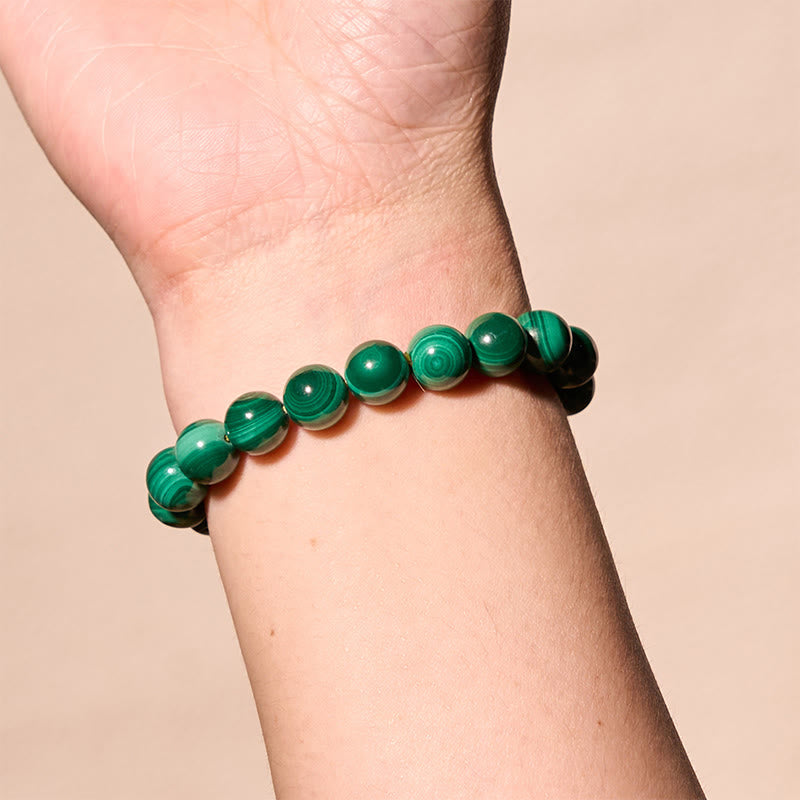 Pulsera de Malaquita Natural con Piedras de Buda para la Protección y la Calma