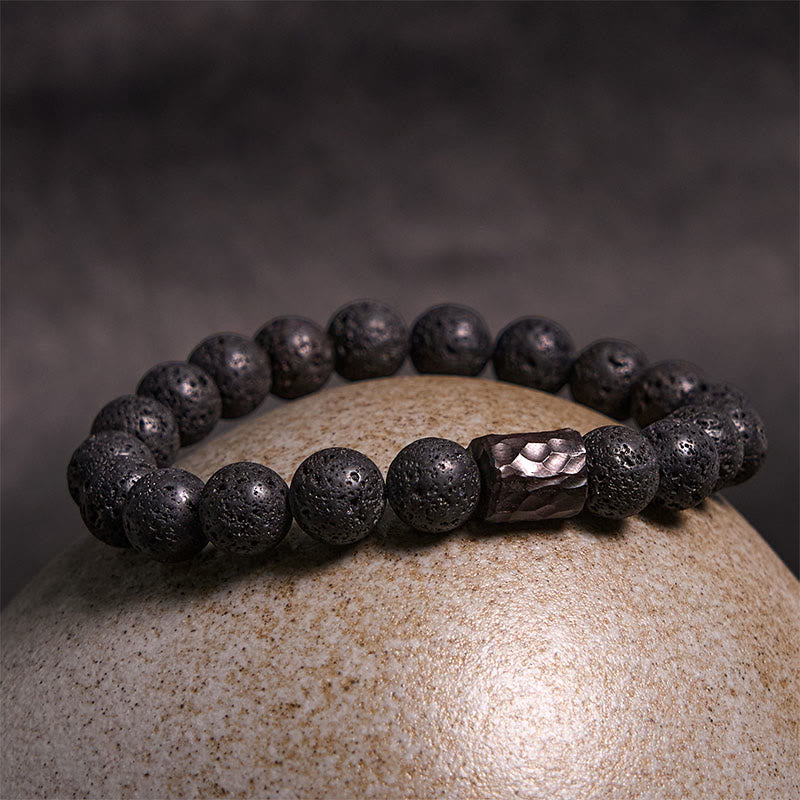 Pulsera curativa de piedra de lava, ébano y ojo de tigre