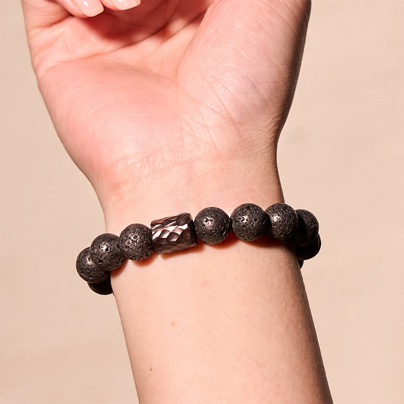 Pulsera curativa de piedra de lava, ébano y ojo de tigre