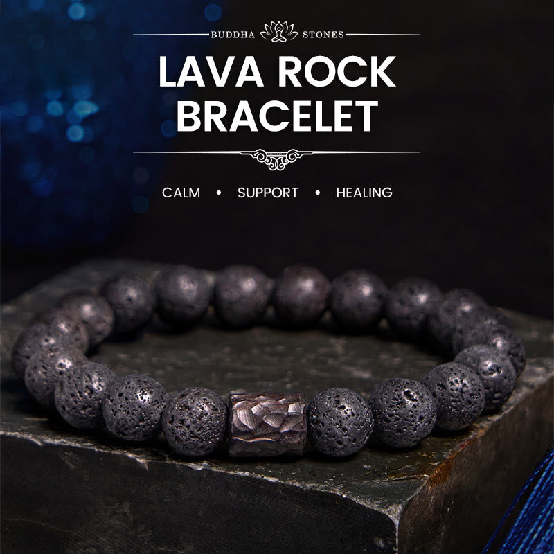 Pulsera curativa de piedra de lava, ébano y ojo de tigre