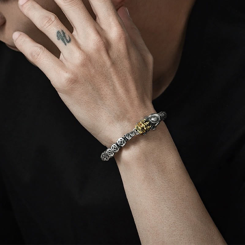 Pulsera de plata de ley 925 con lingotes de monedas de cobre PiXiu y piedras de Buda