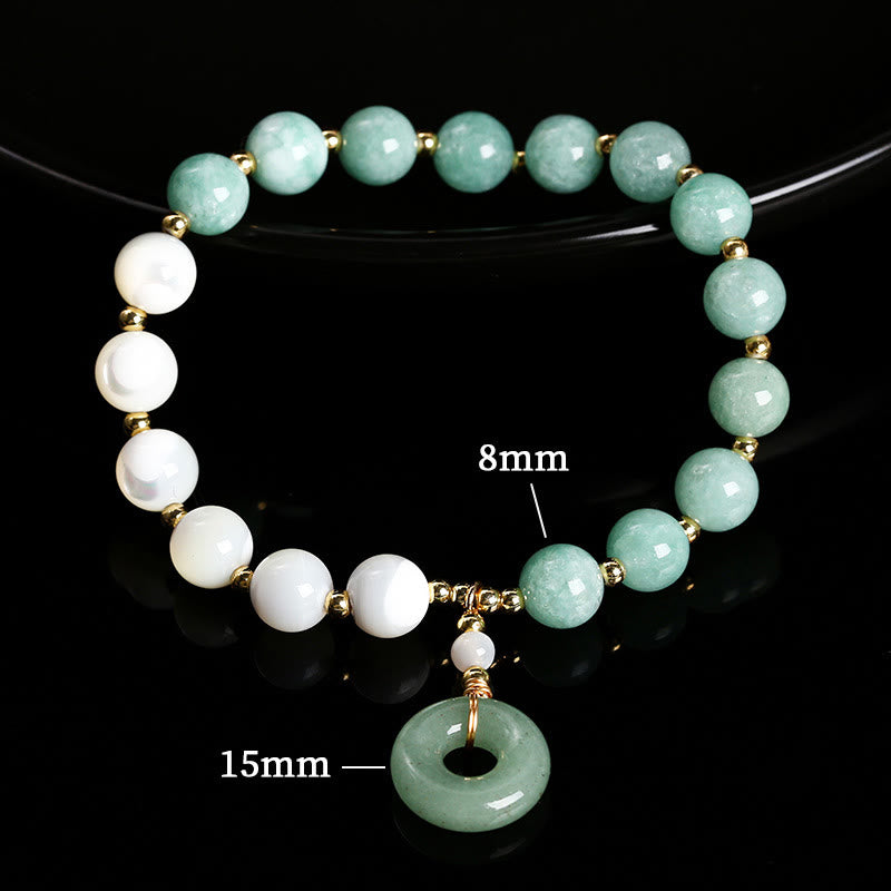 Pulsera de la abundancia con dije de hebilla de paz, caracol, herradura y jade de Buda