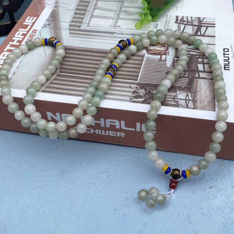 Piedras de Buda 108 cuentas de Mala pulsera de prosperidad de la suerte de jade Shetai Natural
