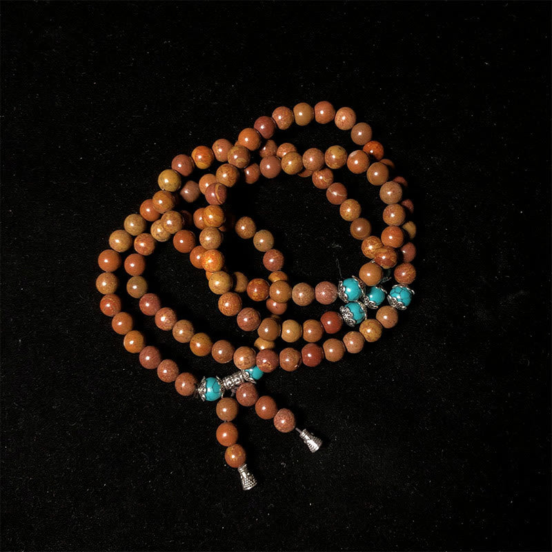Pulsera curativa de piedra Bian con 108 cuentas de mala de Buda